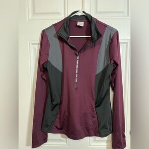 2/$30 PINK Victoria's Secret Maroon and Charcoal Quarter-Zip Top L
